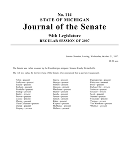 Journal of the Senate 94Th Legislature REGULAR SESSION of 2007