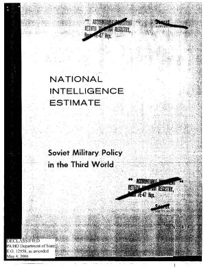 NATIONAL INTELLIGENCE ESTIMATE Soviet Military Policy In