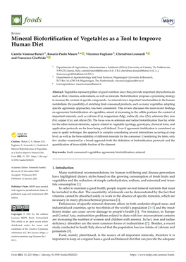Mineral Biofortification of Vegetables As a Tool to Improve Human Diet