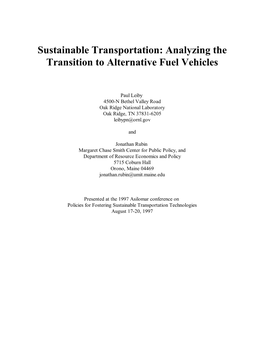 Sustainable Transportation: Analyzing the Transition to Alternative Fuel Vehicles