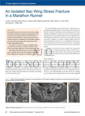 An Isolated Iliac Wing Stress Fracture in a Marathon Runner