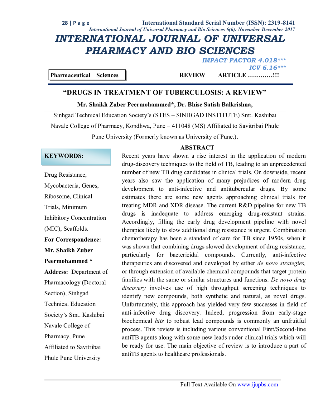 International Journal of Universal Pharmacy and Bio