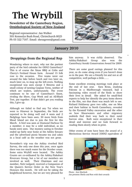 The Wrybill Newsletter of the Canterbury Region, Ornithological Society of New Zealand