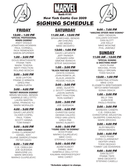 Signing Schedule