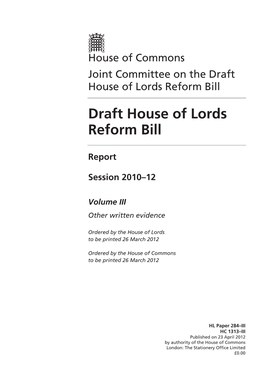 Draft House of Lords Reform Bill