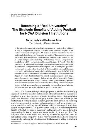 The Strategic Benefits of Adding Football for NCAA Division I Institutions