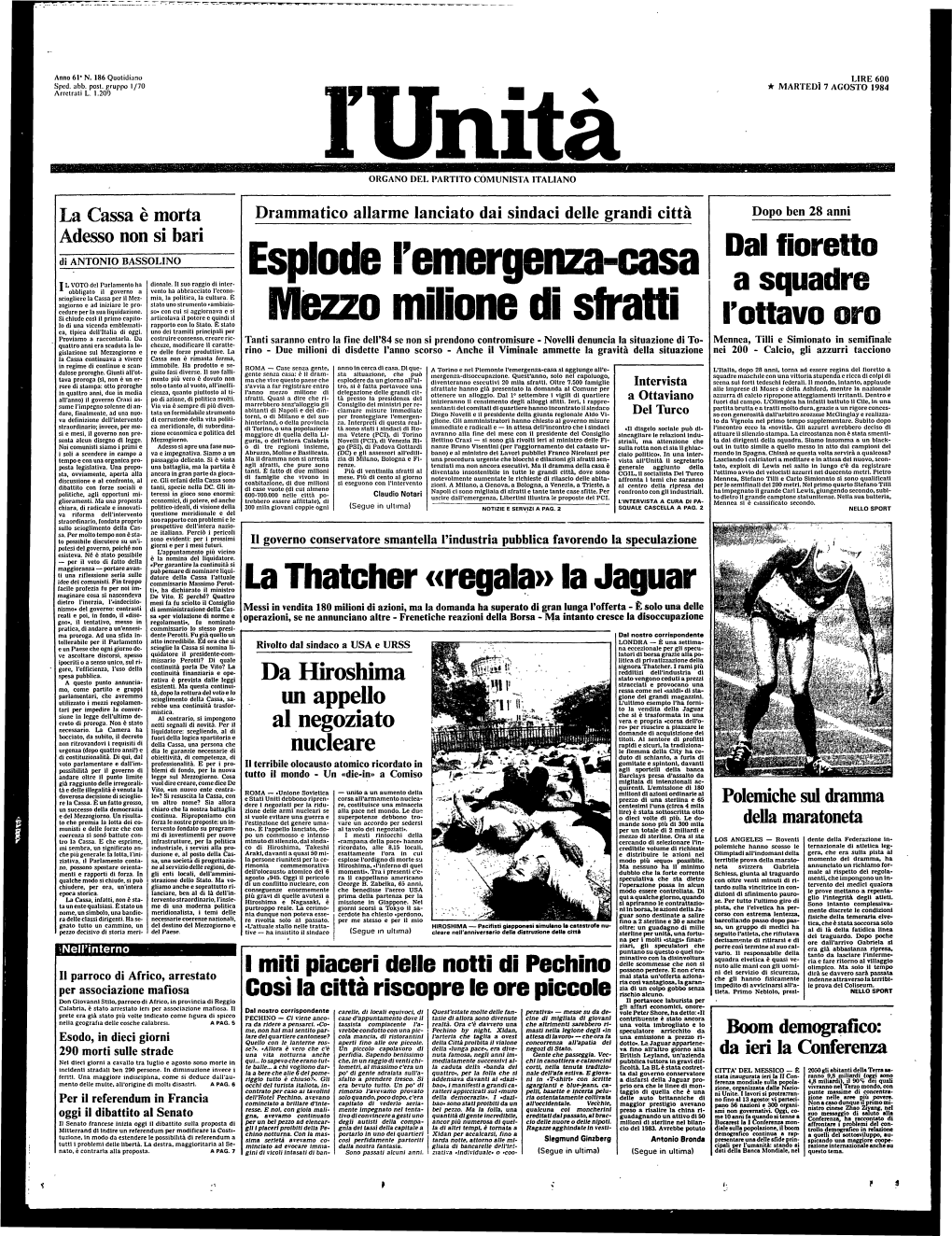 La Thatcher «Regala» La Jaguar Dietro L'inerzia, L'«Indecisio- De Vito