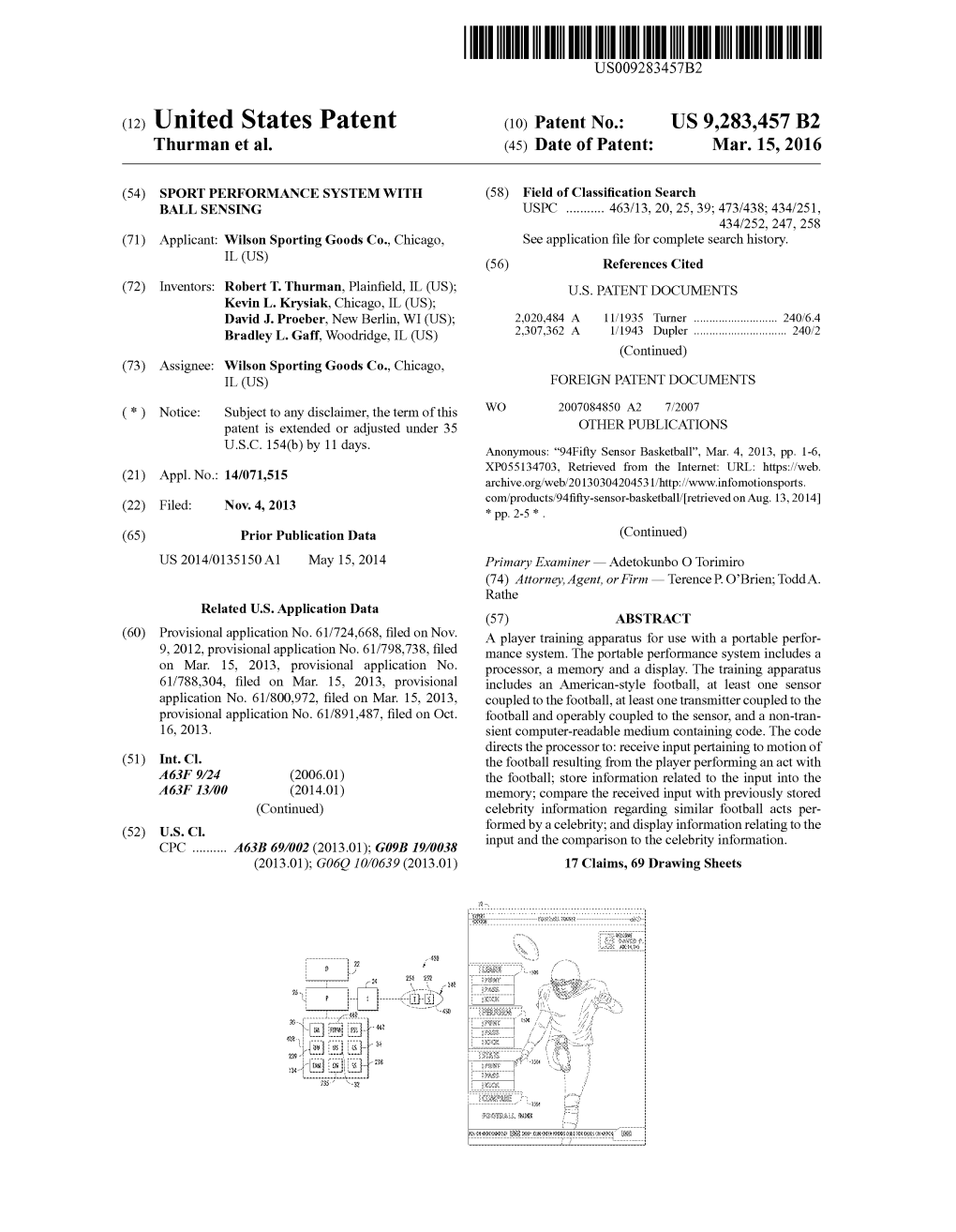 (12) United States Patent (10) Patent No.: US 9.283.457 B2 Thurman Et Al