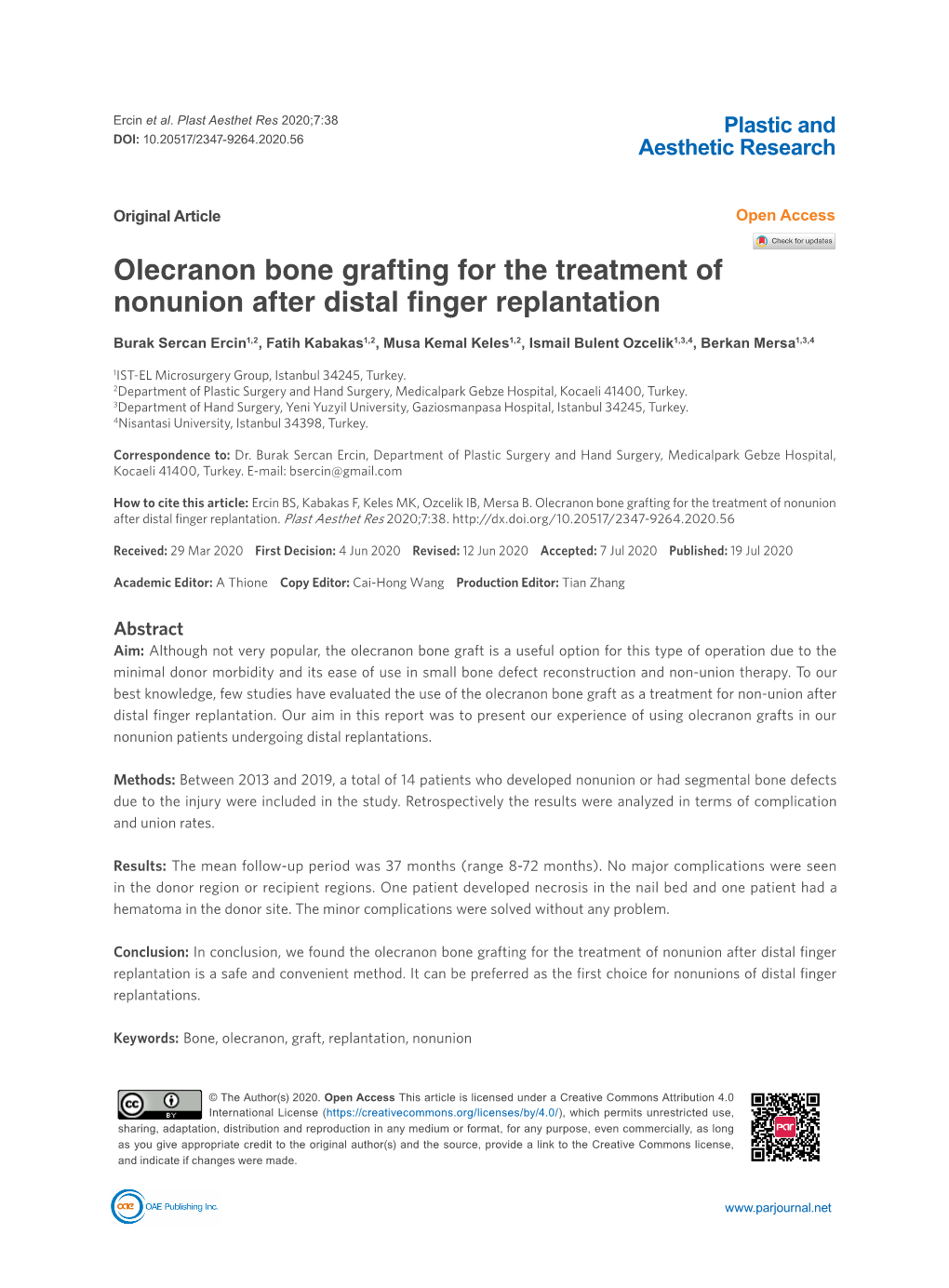 Olecranon Bone Grafting for the Treatment of Nonunion After Distal Finger Replantation