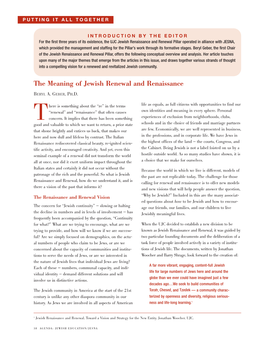 The Meaning of Jewish Renewal and Renaissance