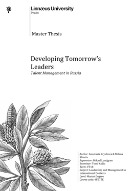 Developing Tomorrow's Leaders