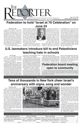 Federation to Hold “Israel at 70 Celebration” on June 24 Tens Of