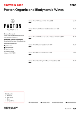 Paxton Organic and Biodynamic Wines