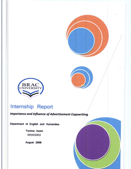 Internship Report Importance and Influence of Advertisement Copywriting