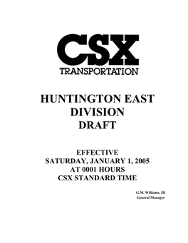 CSX Huntington East Timetable