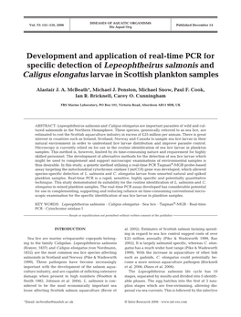 Development and Application of Real-Time PCR for Specific Detection of Lepeophtheirus Salmonis and Caligus Elongatus Larvae in Scottish Plankton Samples