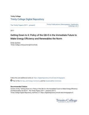Getting Down to It: Policy of the G8+5 in the Immediate Future to Make Energy Efficiency and Renewables the Norm