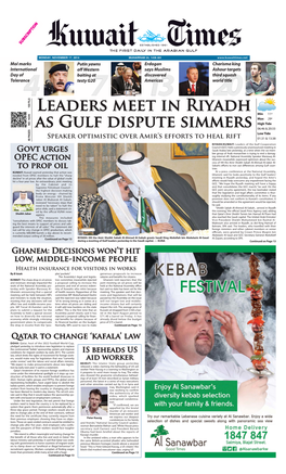 Leaders Meet in Riyadh As Gulf Dispute Simmers