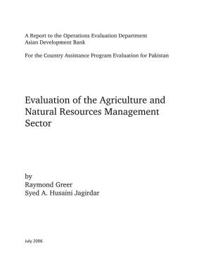 Evaluation of the Agriculture and Natural Resources Management Sector