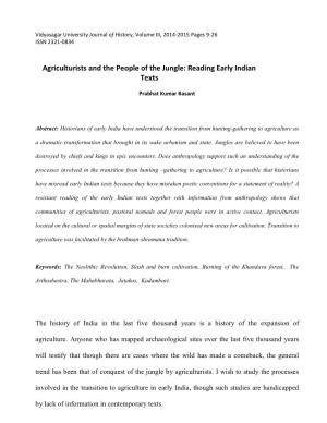 Agriculturists and the People of the Jungle: Reading Early Indian Texts