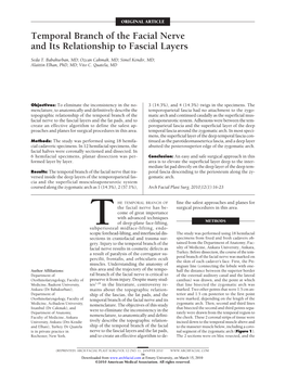 Temporal Branch of the Facial Nerve and Its Relationship to Fascial Layers