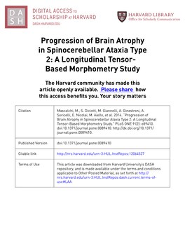 Progression of Brain Atrophy in Spinocerebellar Ataxia Type 2: a Longitudinal Tensor- Based Morphometry Study