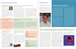 New Applied Statistics Specialist Program