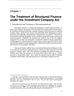 The Treatment of Structured Finance Under the Investment Company Act