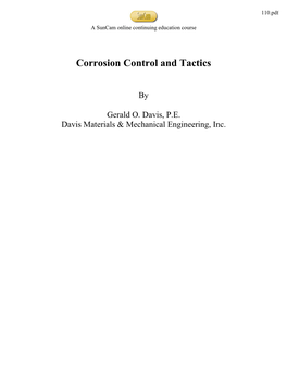 Corrosion Control Tactics –