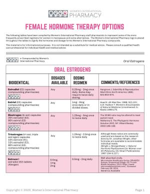 Female Hormone Therapy Options