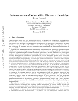 Systematization of Vulnerability Discovery Knowledge: Review