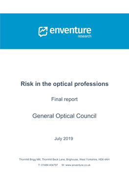 Risk in the Optical Professions