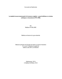 La Dualité Du Mouvement Punk De La Jeunesse Anglaise : Quand Nihilisme Et Création Artistique Se Rencontrent (1976-1980)