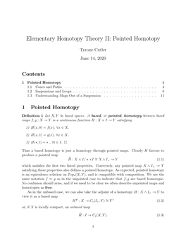 Elementary Homotopy Theory II: Pointed Homotopy