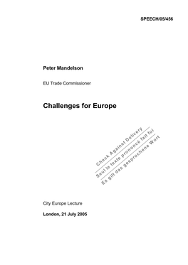 Challenges for Europe