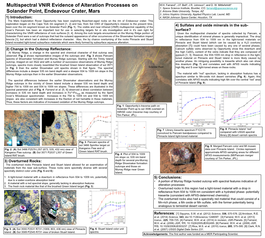 Multispectral VNIR Evidence of Alteration Processes on Solander