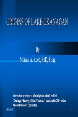 Origins of Lake Okanagan