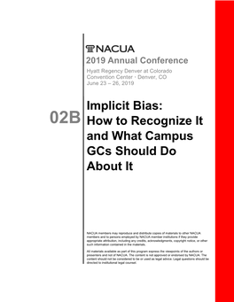Implicit Bias: How to Recognize It and What Campus Gcs Should Do