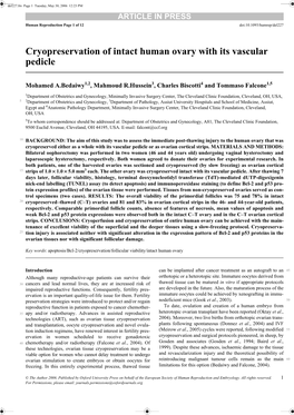 Cryopreservation of Intact Human Ovary with Its Vascular Pedicle