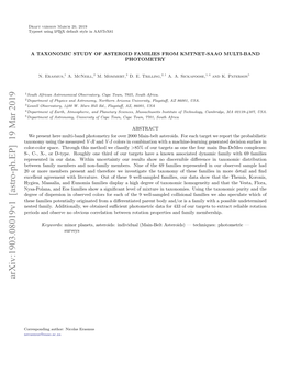 A Taxonomic Study of Asteroid Families from Kmtnet-Saao Multi-Band Photometry