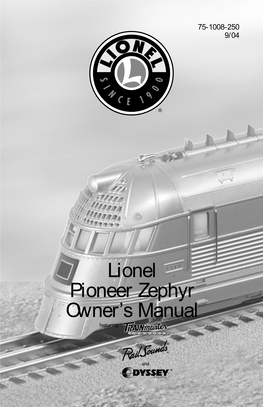 Lionel Pioneer Zephyr Owner's Manual