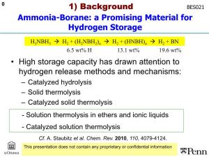 Ammonia-Borane: a Promising Material for Hydrogen Storage