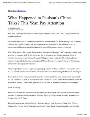 What Happened to Paulson's China Talks? This