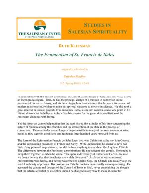 The Ecumenism of St. Francis De Sales
