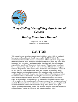Hang Gliding / Paragliding Association of Canada Towing Procedures Manual