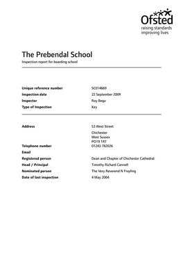 The Prebendal School Inspection Report for Boarding School