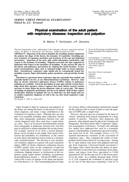 Physical Examination of the Adult Patient with Respiratory Diseases: Inspection and Palpation