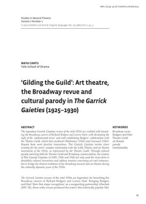 'Gilding the Guild:' Art Theatre, the Broadway Revue, and Cultural