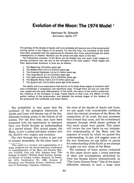 Evolution of the Moon: the 1974 Model