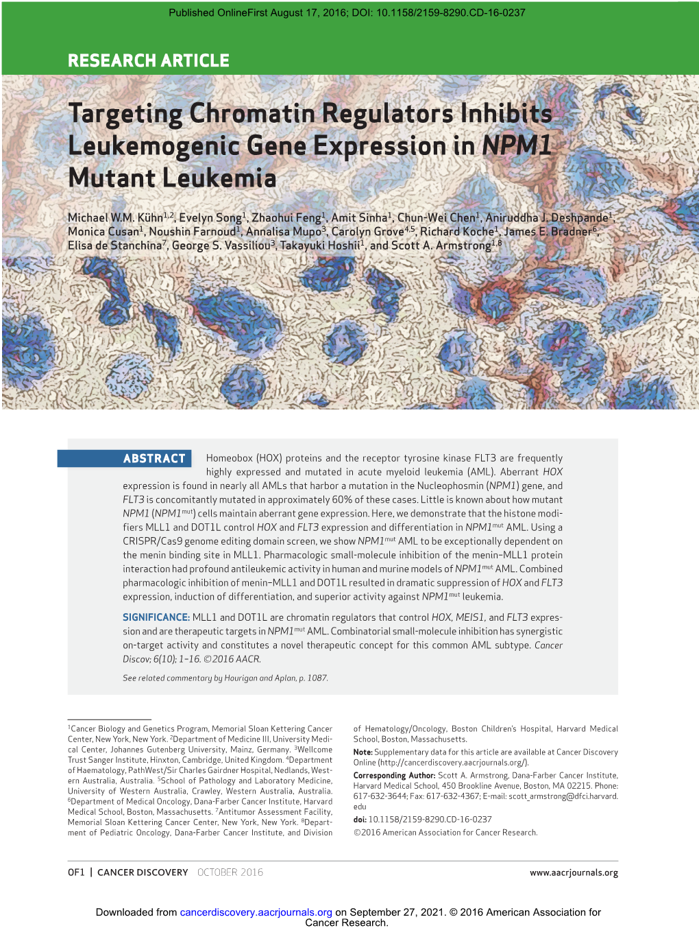 Targeting Chromatin Regulators Inhibits Leukemogenic Gene Expression in NPM1 Mutant Leukemia